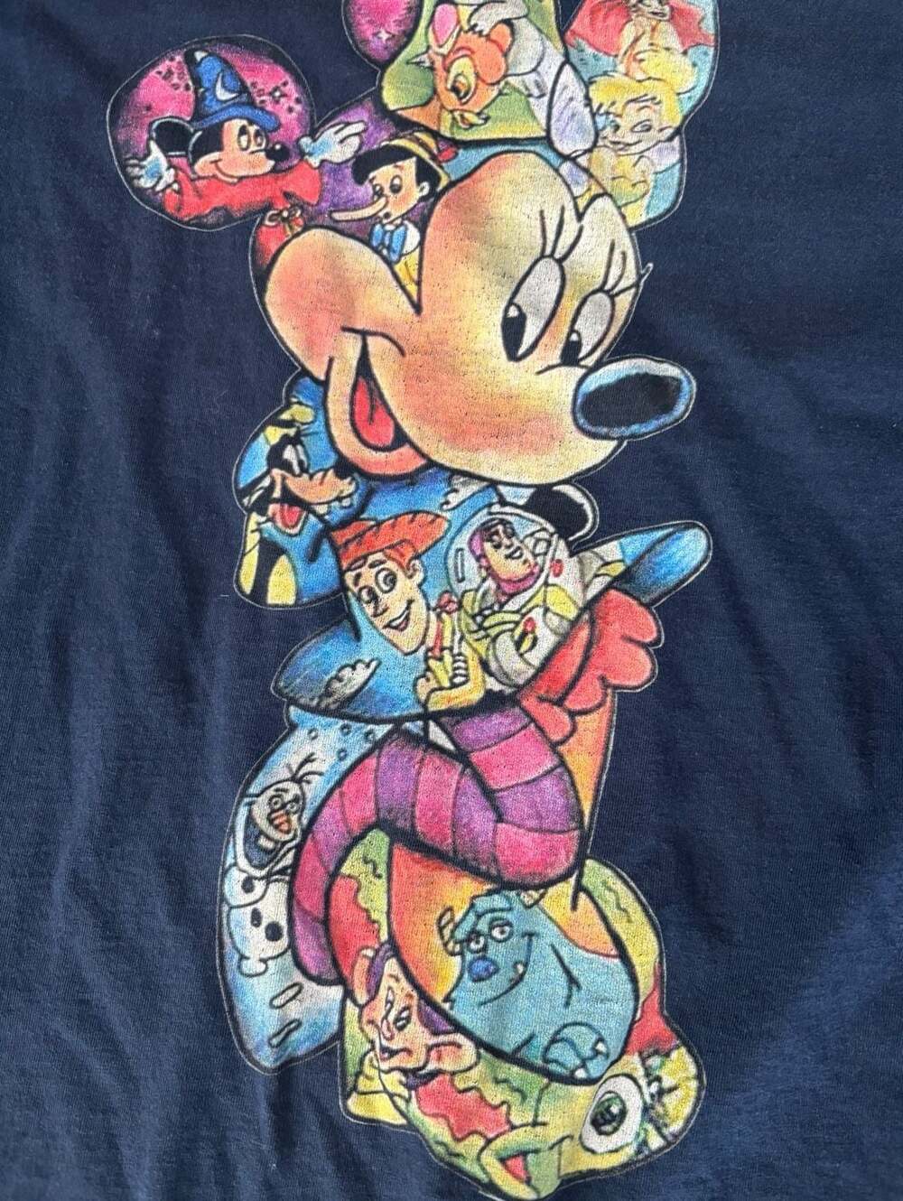 Vintage Disney Minnie  Silhouette Collage Tee XL Navy Fruit of the Loom